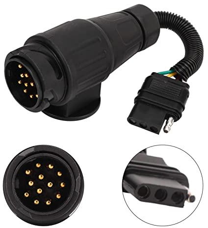 Adaptador de Enchufe de Remolque, Yosoo Cubierta de Enchufe de Remolque UE 13 Vías Redondo a EE UU Conector de Remolque Plano de 4 Vías Reemplazo del Enchufe de Conversión del