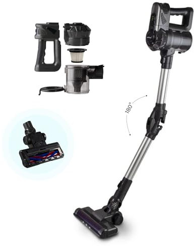 Innoliving INN-662 10Kpa Aspirapolvere Con Tubo Flessibile, Senza Filo, Senza Sacco, 2200 mAh, 0,5 Litri, Autonomia 50 Minuti, Luce LED, Resistente in Metallo, Grigio