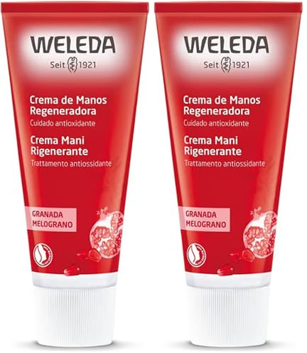 WELEDA Bio Intensiv Handcreme Granatapfel - Naturkosmetik Handpflege Creme beugt Pigmentflecken vor, Nachhaltige Feuchtigkeitscreme mit Sheabutter & Orange-Vanille Duft für trockene Hände (1x 50ml)