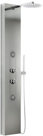 AMBRA WATER Colonna pannello doccia in acciaio inox con doccetta, flessibile e getti orizzontali massage modello andromeda, Cromato