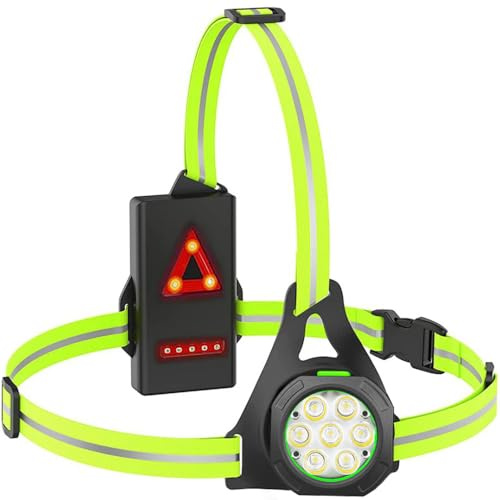 Husgw Lampe Torse Running, 7 LED Éclairage pour Course Super Lumineux et Léger, USB Lumiere pour Courir Étanche avec Bandes Réfléchissantes, 10H d'Autonomie Max pour Course/Urgence/Marche/Vélo