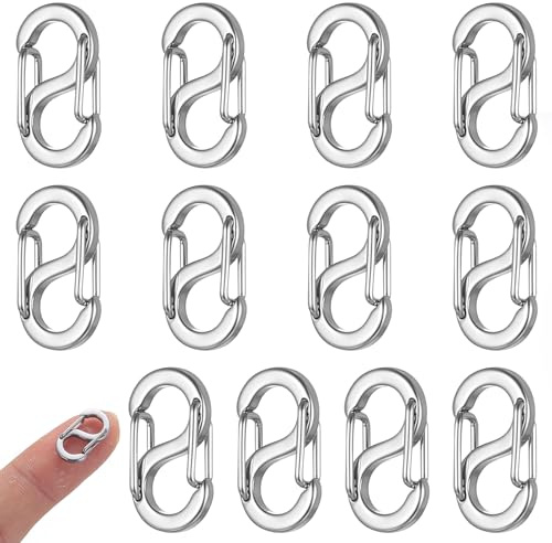 12 Pcs Cierres Acortadores de Collar, Cierres para Pulseras | Cierre de Mosquetón Dobles Abiertos de Acero Inoxidable, para fabricación de joyas, collares(16,5 x 9 mm)
