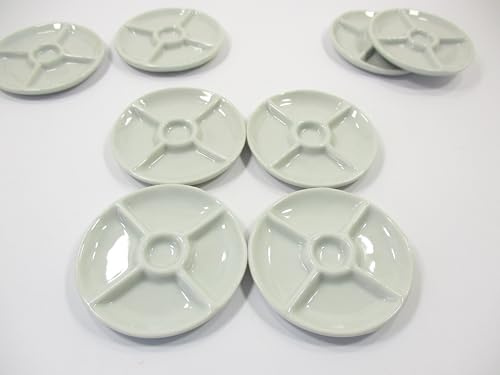 Dollhouse 4 White Round Plate Serving Tray 50mm 1:12 Ceramic Miniature Prop