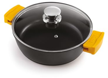 IBILI - Sauteuse Evolution en Fonte d’Aluminium, Couvercle en Verre et poignées en Silicone, 24 cm, Antiadhésif, Compatible avec l’Induction