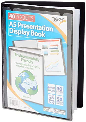 Tiger 301718 40 A5 Pocket Presentation Display Book - Black,Medium