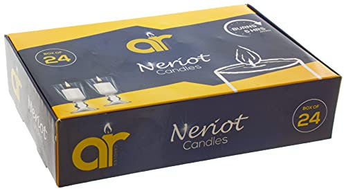 AR Candle Refills for Neriot Shabbat Glass Containers - White Candles Pack of 24 - Long Burning Candles - Lasts 5 Hours