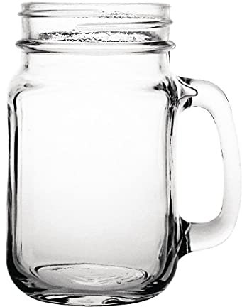 Olympia CE678 12x Handled Jam Jar Glasses 16oz 470ml Cocktail Beer Drinking Mugs
