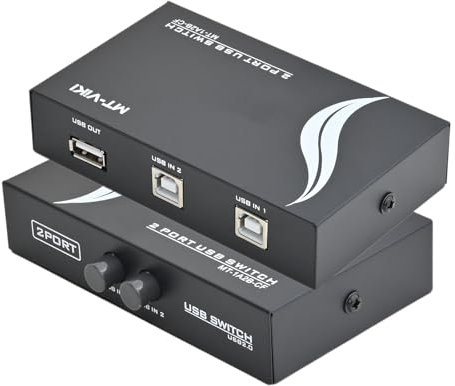 OLLGEN 2 Port USB 2.0 Sharing Manual Switch Box Hub 2 PCS Share 1 USB Device for Printer Scanner Camera Keyboard (2 Port)