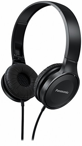 Panasonic RP-HF100ME-K Auriculares Estéreo con Cable, On Ear, Sonido Potente y Equilibrado, Compactos, Ligeros y Plegables, con Micrófono, Negro