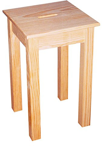 GRECA Taburete Cuadrado. En Madera de Pino Macizo. En Crudo, para Pintar o barnizar. Medidas (Ancho/Fondo/Alto): 28 * 28 * 45 cms.