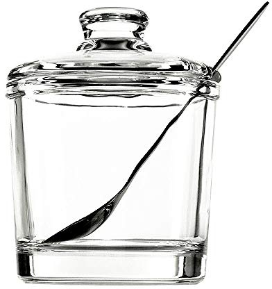 Vencer Sugar Bowl Clear Glass With Lid and Stainless Steel Sugar Serving Spoon, 6.3 Ounces (180 ML),Sugar Canister, Sugar Dispenser, VFO-027