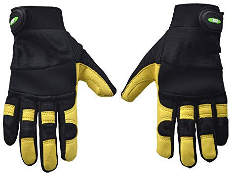 DYHQQ Gants de soudage, Cuir de chèvre supérieur, Soudeur MIG/TIG, Résistant à la Coupure doublée, Arc Arc, Gants de Travail de sécurité,2pair