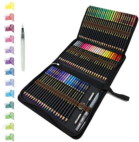 tvfly 72 Professionelle Aquarell Bleistifte, Aquarellstifte mit Premium Black Zipper Case Einfach zu lagern und zu schützen Buntstifte Ideales Set für Künstler, Erwachsene und Kinder