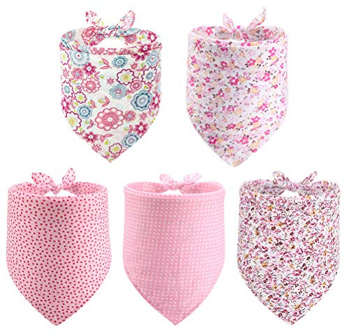 PAWCHIE Spring Dog Bandanas Pet Scarves - 5 Pack Reversible Kerchief Triangle Bibs Costume Decoration Accessories, Floral Dog Bandana， Adjustable Soft Cute Square Bandana for Small Dogs Cats Pets