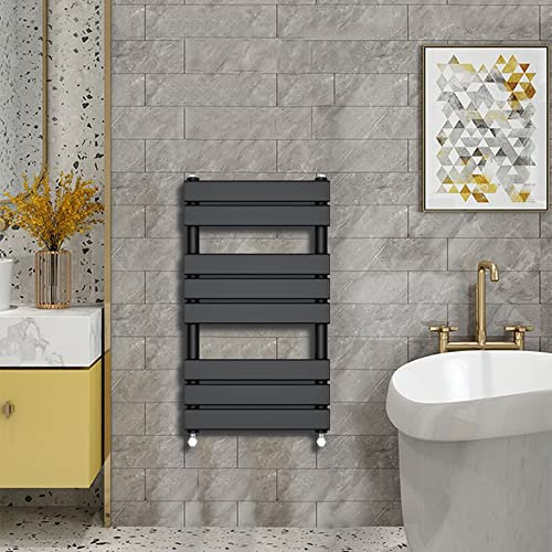 Warmehaus - Radiatore scaldasalviette minimalista per bagno a pannello piatto nero 800 x 450 mm - Moderno riscaldamento centralizzato termosifone salvaspazio - perfetto per il bagno