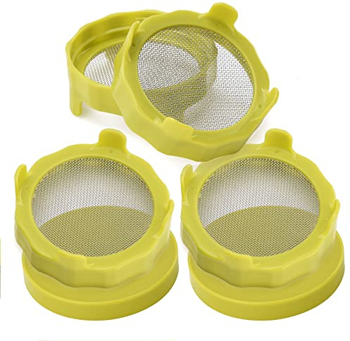 BestAlice 6 Pack Sprouting Lids, Sprouting Jar Strainer Lid with Stainless Steel Screen for 86mm Wide Mouth Mason Jars, Germination Kit Sprout Maker