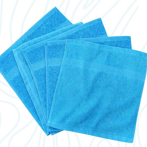 Diamond Tex 4 Pack Cotton Face Cloth Set 30 x 30 cm Flannel Washcloth Towels Extra Absorbent & Quick Dry Hotel Gym, Golf, Spa 600-GSM (Teal)
