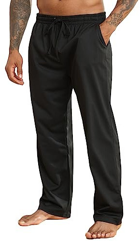 Halfword Pantalons de Sport Homme Jogging Loisirs Pantalon Survêtement Coupe Ample Poches Course à Pied Noir M