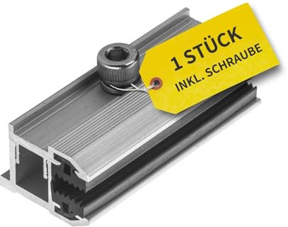 Avoltik 1x Endklemme in silber für rahmenlose Solarmodule I robuste PV Laminatklemme für Dünnschichtmodule I rostbeständige Modulklemme Solar aus Aluminium I Endklemme zur Solarmodulbefestigung