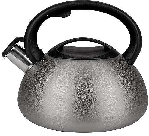 KARL HAUSMANN Wasserkessel Induktion - 3L - Grau Teekessel mit Automatischer Pfiff - Edelstahl Wasserkocher für Induktionsherd, Gasherd und Elektroherd - Pfeifkessel - Teekanne - Flötenkessel