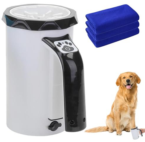 Aufladbarer Automatischer Pfotenreiniger Für Hunde, Hundepfoten Reiniger Haustierpfotenreiniger Mit Weicher Silikonbürste, Hundefußwascher Für Pflege Großer Hunde Und Katzen,Schwarz