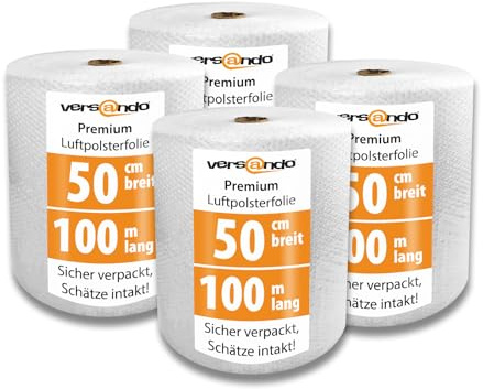 versando 4x Premium film à bulles 100m x 0,5m expédition, emballage, déménagement papier bulle rouleau à deux couches