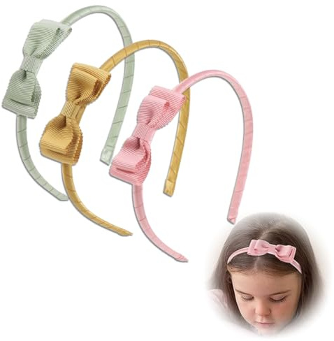 LAKJUOZ Lot De 3 Serre Tete Fille Serre-Têtes Avec Nœud Papillon Bandeau En Soie Pour Fille - Bandeau À Paillettes Pour Fille Et Enfant Avec Nœud Avec Étoile En Cœur Pour Anniversaire Vacances