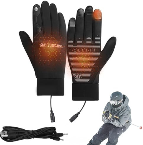 KQWVZ Beheizbare Handschuhe, USB Beheizte Handschuhe, Nicht-Slip Handschuhe Mit Heizung, Touchscreen Heizhandschuhe, Beheizte Handschuhe Herren Damen, Beheizbare Handschuhe Motorrad für Innen Außen