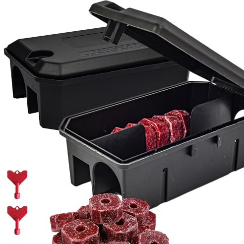 ROSHIELD - 2X PRE-BAITED Anti Rat Solution Kit | Pre Bait Boxes | indoor/Outdoor Fast & Safe Infestation Control | Rat Poisoning Super Strength | Rodent Poisoning | READY -TO USE, 2 Pack