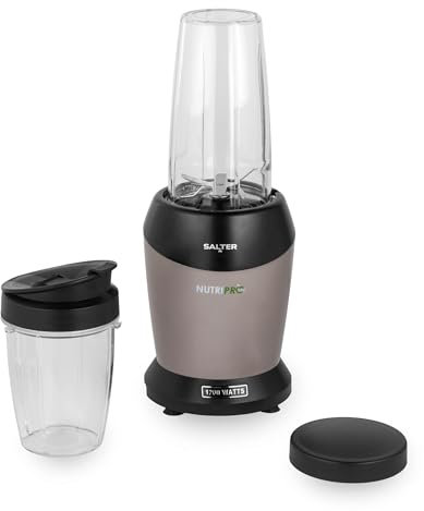 Salter Nutripro Blender - Bullet Power Blender, Detachable BPA Free Blending Cups, Multipurpose 6-Wing Blade, Chop, Crush & Blend, Storage & Easy Drink Lid Included, 1L & 800ML Drinking Cups, 1200W