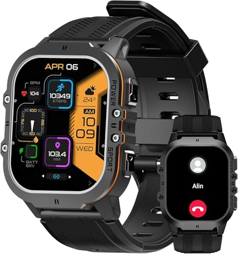 HIDAMEL Smartwatch con GPS Integrato, Batteria Extra Large, Resistenza all'Acqua 5ATM & IP69K, Display AMOLED HD da 1.96'', Design Militare Robusto in Metallo, Smartwatch per Android e iOS (Rétro)