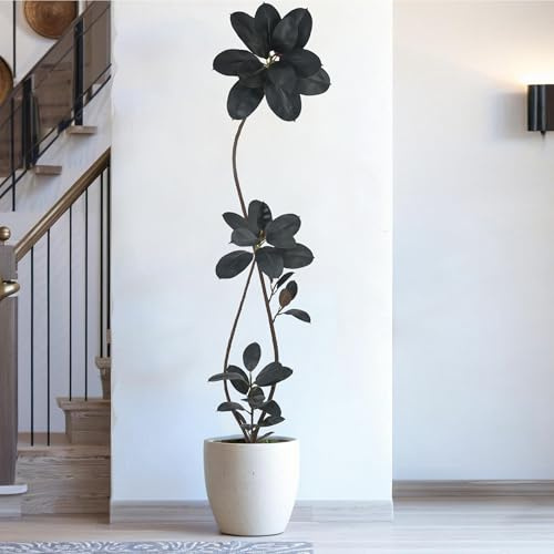 Artificial Rubber Tree 7FT(84in) Tall Faux Plants with Realistic Leaves and Trunks, Fake Floor Potted Artificial Trees for Home Office Living Room Indoor Outdoor Decor (7feet,1Pack)