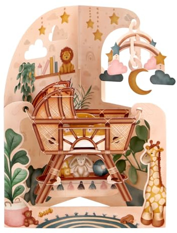 SANTORO Swing Card Carte de vœux pop-up 3D – Nouveau-né – pour les nouveaux parents, bébé fille, bébé garçon