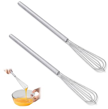 HMCEY 2 Pezzi Mini Frusta da Cucina,Frusta a Mano Acciaio Inox,Frustino per Mescolare,Sbattitore Manuale,Mini Whisk,Utensili da Cucina per Mescolare la Pastella, le Uova, la Schiuma - Argento