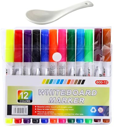 Marcadores de pintura de 12 colores, bolígrafos mágicos de tinta flotante, dibujo con agua y adolescentes, colores vibrantes fáciles de usar con secado rápido, materiales de arte, colorear y actividad