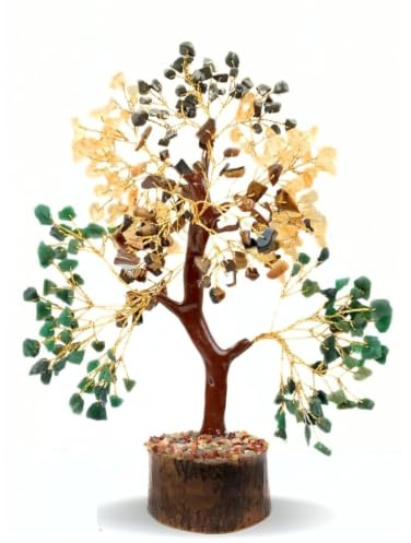 Prajet Gemstone Tree Feng Shui Figurine Money Bonsai Good Luck Tree Crystals Balancing Decorative Sculpture Wealth Prosperity Table Room Decor Gift (Money Magnet)