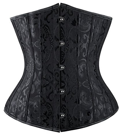 Everbellus Women Waist Trainer Cincher Corset with 24 Spiral Steel Bone Black X-Large