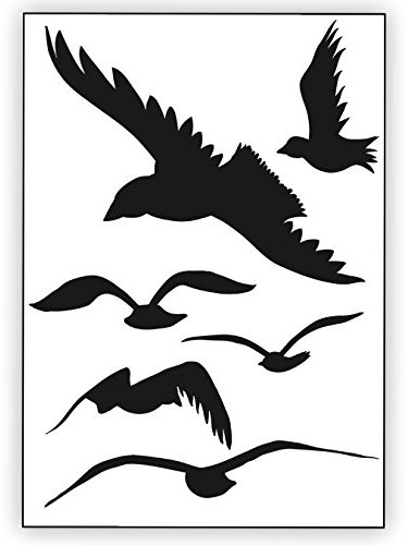 Vogelschutz und Fensterschutz - 6 Aufkleber - Schutz vor Vogelschlag - Sticker Vögel (Schwarz)