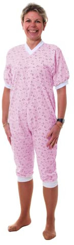 Grenouillère adulte éco JC/MC - Fleurette rose, Taille 2 (S/M)