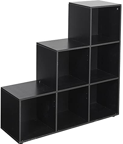 Naples 6 Cube Step Storage Bookshelf Unit (Black)