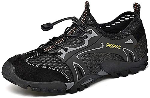 Asifn Mesh Schuhe Herren Sandalen Herren Atmungsaktiv Leichte Schuhe Außenbereich Wandersandalen Barfuß Training Wasser Walking Turnschuhe （Schwarz,49/50 EU,50 Markengröße