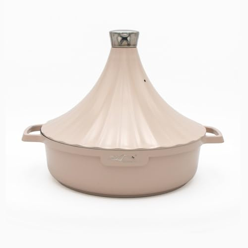 Marokkanische Tajine Morocco Ø 28 cm Induktion Tajin, Tagen, Gartopf Schmortopf, Premium Qualität, für alle Herdarten und Backofen (Beige)