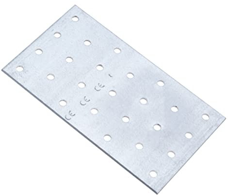 Piastra di Giunzione per Traversine 80x160x2 mm Piastra di Giunzione Piana Staffe per Legno per la Riparazione e Fissaggio in Acciaio Zincato Piatta Staffa Forata Connettore Piatto (5pezzi)