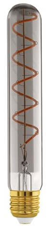 Eglo Bombilla LED E27 regulable, foco en espiral en forma de varilla, tubo led vintage en diseño retro, cristal ahumado, 4 vatios, 50 lúmenes, blanco cálido, 1700k, luz Edison T30, Ø 3 cm