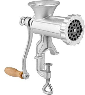 Chio Tritatutto in Ghisa Brillantata nr8, con attacco a morsetto, con 2 lame e 2 trafile con fori diametro 6/8 mm