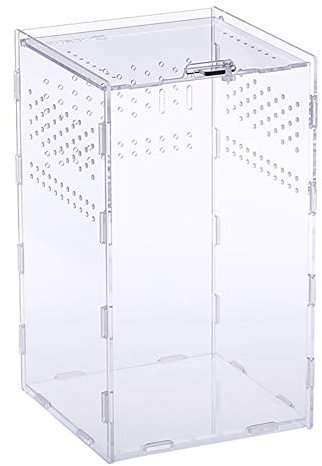 Weigudoc Fütterungsbox Transparenter Reptilienzucht Koffer, Acryl Habitat Terrarium Transportbox Reptilienzuchtbox für Spide, Eidechse, Skorpion, Hundertfüßer, Gehörnter Frosch, Käfer(25 * 15 * 15)