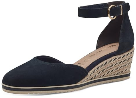 Tamaris Escarpins femme à talon compensé cuir bleu 36 EU