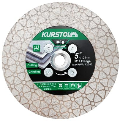 KURSTOL Disco Diamantato 125MM - Dischi Diamantati per Piastrelle Smerigliatrice con Flangia M14 per Tagliare Macinare di Ceramica Porcellanato Granito
