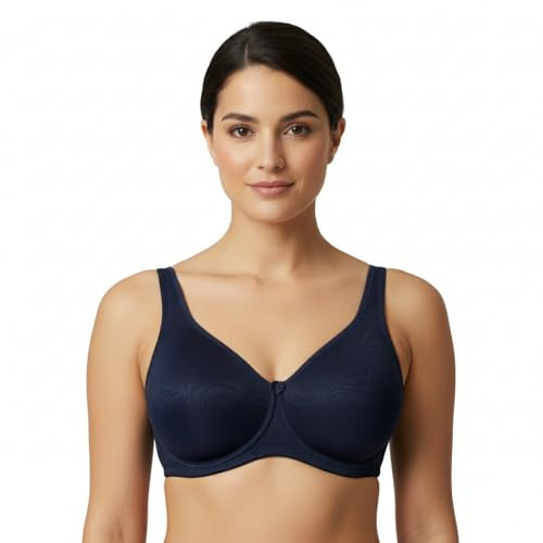 Selene, Reggiseno Donna Fascia Alta Comfort, con Ferretto Senza Imbottitura, in Comodo Tessuto, Collezione Teresa, Colore Blu, Taglia 4C