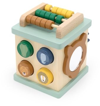 Trixie Wooden Small Activity Cube | Educational Toy for Babies & Toddlers | Fine Motor Skills & Sensory Play | Durable & Eco-Friendly | Multi-Activity Learning Toy
